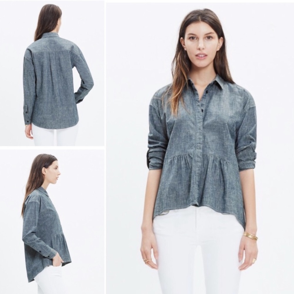 Madewell Rivet & Thread Denim Ruffle Shirt